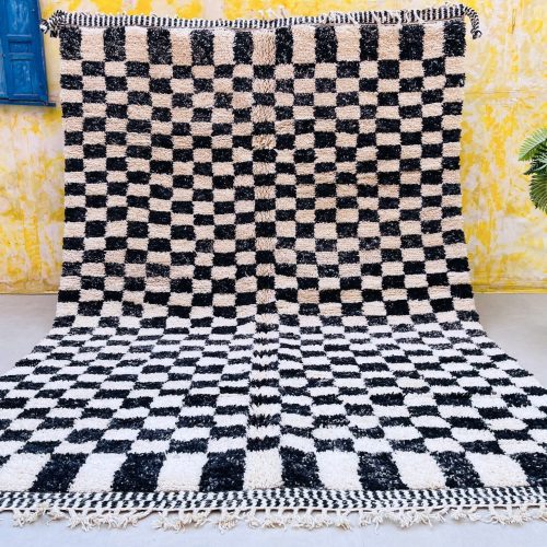 checkered area rug, 8x10 moroccan rug, black and white rug, scandinavian rug 4x6, area rug for living, 5x8 rug, hand knotted rug, woven rug, personalized carpet, traditional rug, checkered wool rug, handmade wool, white moroccan rug